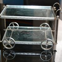 Carrello in acciaio e vetro anni 50