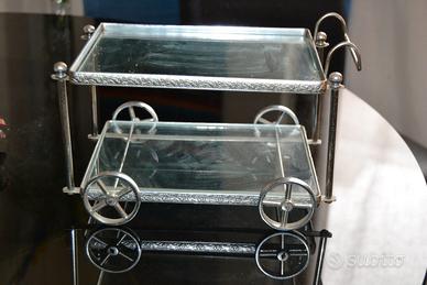 Carrello in acciaio e vetro anni 50