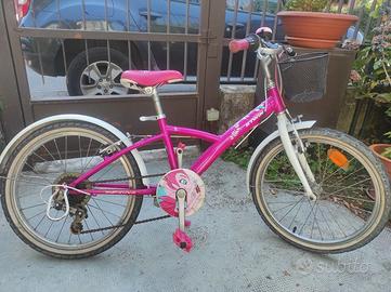 bicicletta B-Twin 20" Mistigirl bianca e fucsia