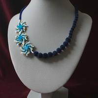 Collana choker Perle Gemme Agata Blu asimmetrica
