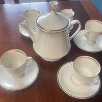 Servizio da tè Bavaria porcellana bordo color oro