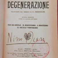 Libro antico raro, Max Nordau, DEGENERAZIONE, 1913