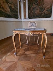 Tavolo consolle antico Luigi XV Legno e marmo
