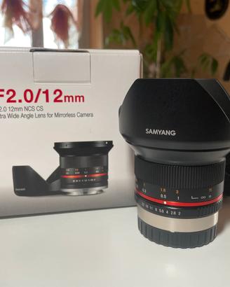 Obiettivo Samyang 12mm f2.0 fuji