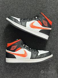 Nike Jordan 1 Mid 44.5 Arancione Nero Bianco