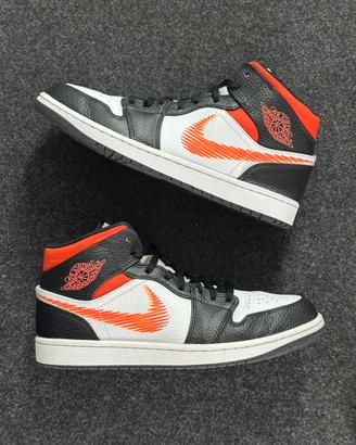 Nike Jordan 1 Mid 44.5 Arancione Nero Bianco