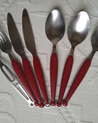 Set Posate Vintage Inox 18/8 Manico Rosso