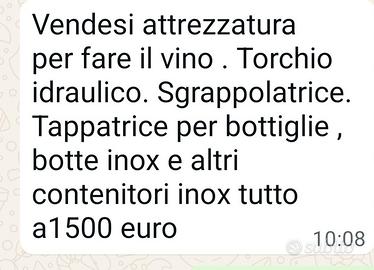 attrezzatura x fare vino