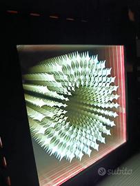 Lampada infinity mirror in legno con mandala 