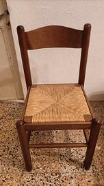4 sedie legno massello seduta impagliata