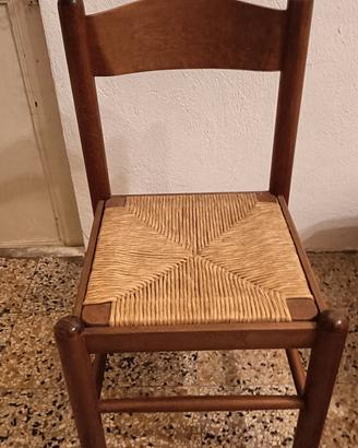 4 sedie legno massello seduta impagliata