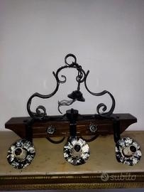 Lampadario trave ferro battuto vintage