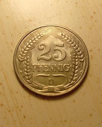Impero tedesco 25 pfennig 1911