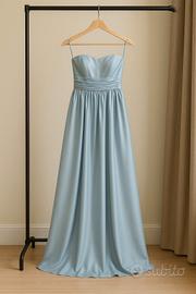 Abito da damigella in raso – Celeste Polvere