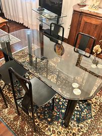 Tavolo cristallo e sedie Zanotta