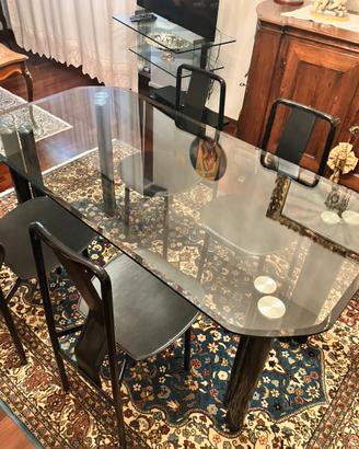 Tavolo cristallo e sedie Zanotta