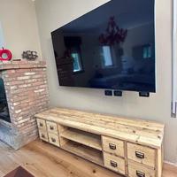 porta tv in legno vecchio 2 ante con vano a giorno