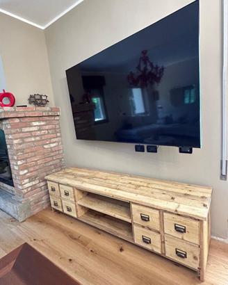 porta tv in legno vecchio 2 ante con vano a giorno