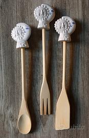 Sole e Luna set mestoli legno NUOVI cucina