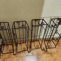 4 FIORIERE BALCONIERE PORTAVASI 65 CM FERRO BATTUT