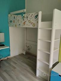 Letto a soppalco + cassettiera+mobile portagiochi