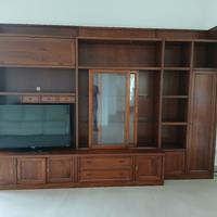 Parete  attrezzata in legno noce