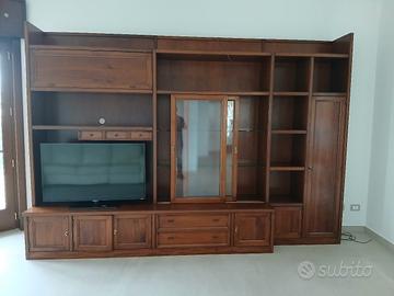 Parete  attrezzata in legno noce