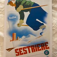 Poster sestriere vintage casa neve montagna