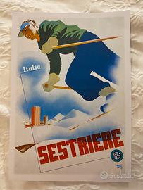 Poster sestriere vintage casa neve montagna