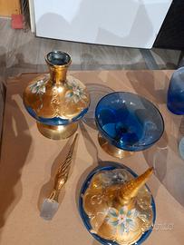 Flacone e scatola vetro decorato