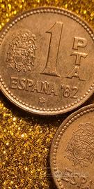 2 monete da 1 Peseta España '82