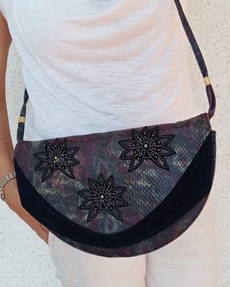 tracolla vintage anni 80 vera pelle 