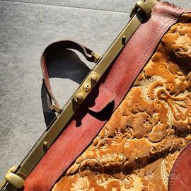 borsone vintage + cartella cuoio  in coppia