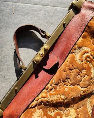 borsone vintage + cartella cuoio  in coppia