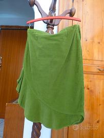 Gonna in velluto verde