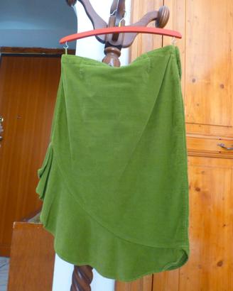 Gonna in velluto verde