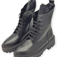 Anfibi Donna Neri Vera Pelle Platform Suola Alta C