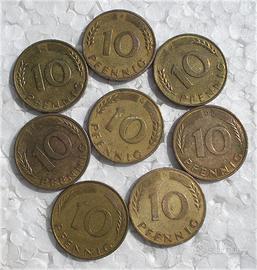 Lotto 8 monete varie10 pfennig germania / 4d