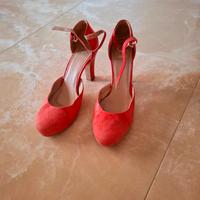 scarpa tacco punta chiusa rosso arancio 40