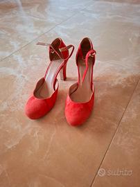 scarpa tacco punta chiusa rosso arancio 40