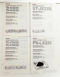 Manuali Sony Hi-Fi 1986 - Blocco Originali Rari