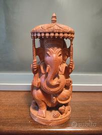 Statua antica Ganesh legno 