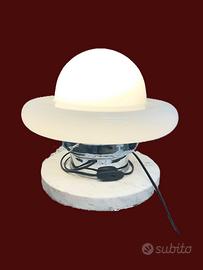 LAMPADA SPACE-AGE UFO IN ACCIAO MARMO E VETRO OPAL