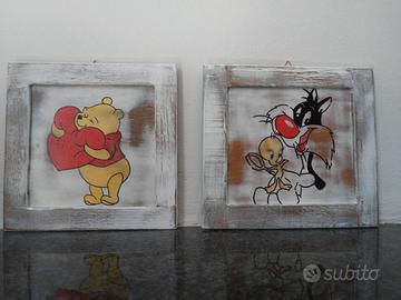 targa in legno quadretti dipinti a mano