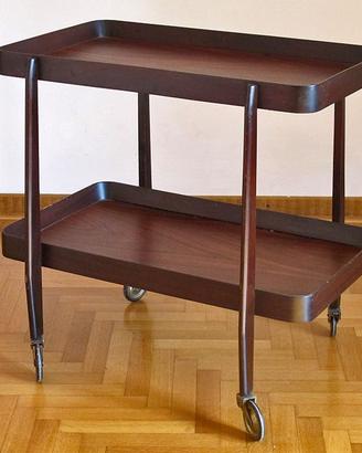 Carrello di servizio in mogano, Anni 70