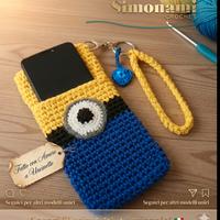 Porta Cellulare Minions  all'uncinetto in cordino 
