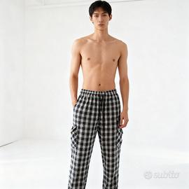 Pantaloni larghi regular fit scacchi