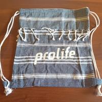 Zaino a sacca Prolife in cotone a righe con frange