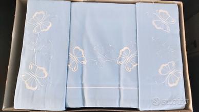 Lenzuola felpate 2P matrimoniali AZZURRO + applica