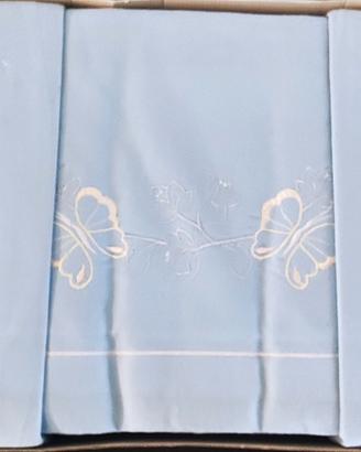 Lenzuola felpate 2P matrimoniali AZZURRO + applica